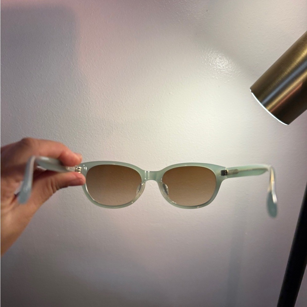JINS Mint‎ Green Oval Sunglasses Brown Lenses Plastic Frame SLV 155-1045A - Picture 6 of 7